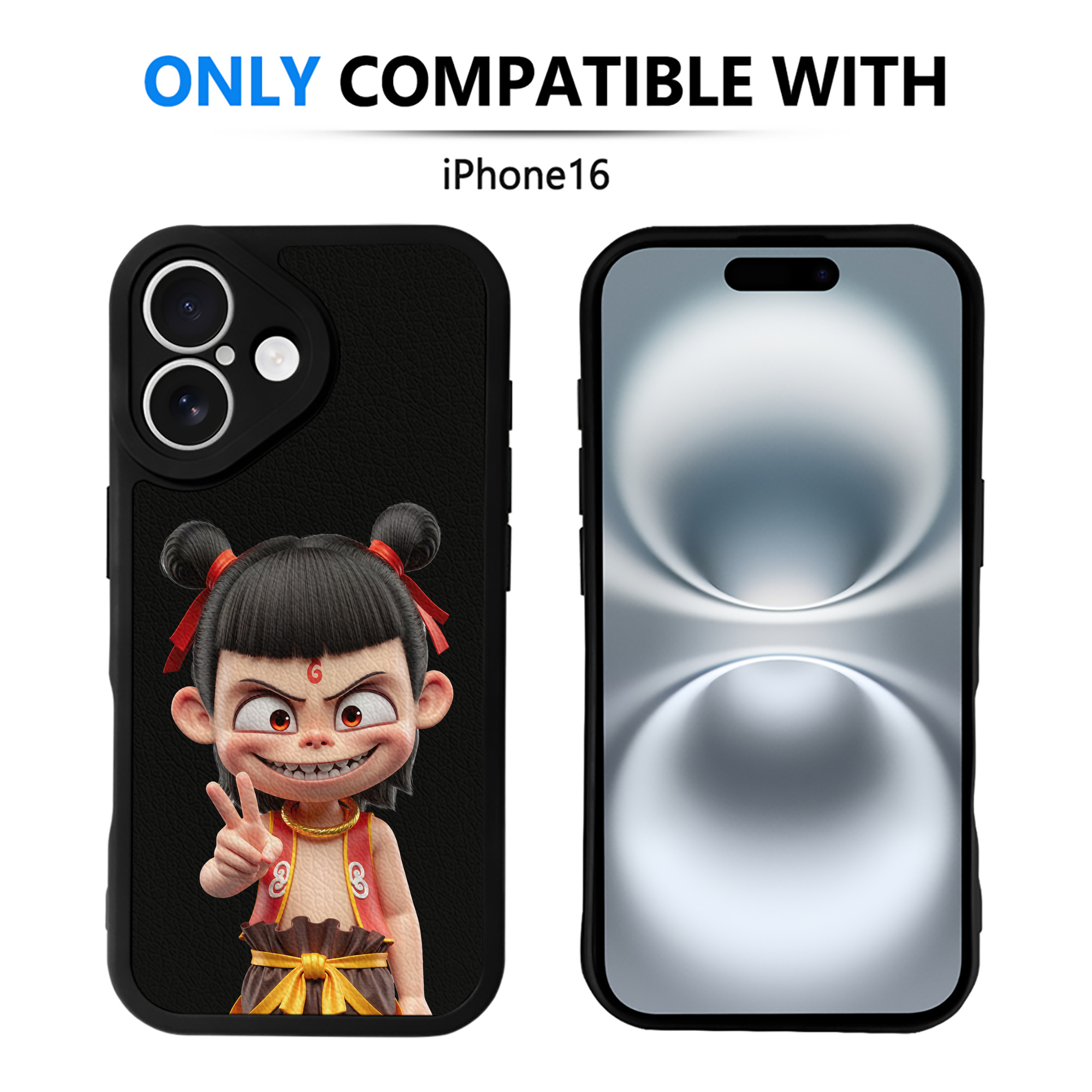 （画像用） Ne Zha 2 ナタ 魔童の大暴れ 【iPhone 16シリーズ対応】シリコンスマホケース（レザー調） 材質：シリコン